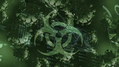 Animation of covid cells and data processing over world map Stock Footage 329775010
