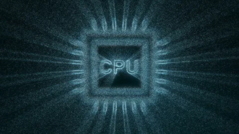 Animation with the CPU symbol built from particles Stock Footage 311126450