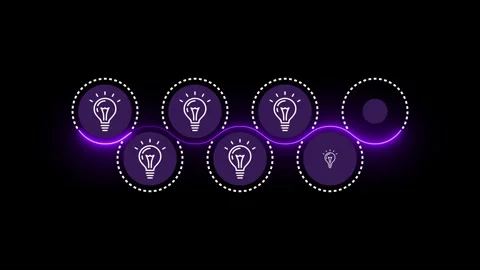 Animation of creative idea, solution and innovation concept. Neon purple ou.. Vídeo Stock 333522352