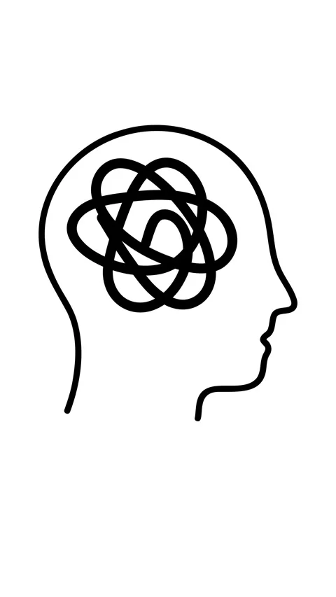 Animation creative thoughts inside head doodle illustration concept Stock Footage 345582211