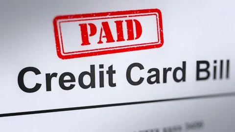 Animation of Credit Card Billing Statement with Paid Stamp. Stock Footage 122907084