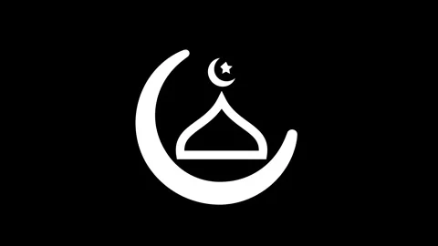 Animation of crescent moon islamic symbol. White color crescent moon with m.. Видео 333922129