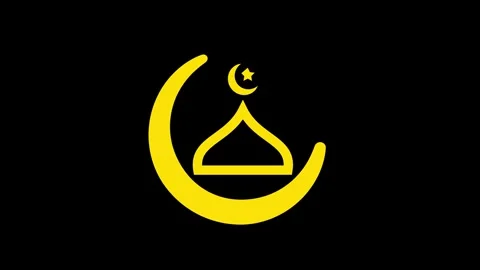 Animation of crescent moon islamic symbol. Gold color crescent moon with mo.. 動画素材 336020474