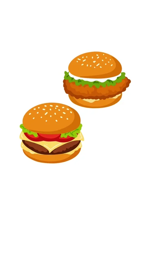 Animation crispy chicken burger and cheeseburger Stock Footage 336893178