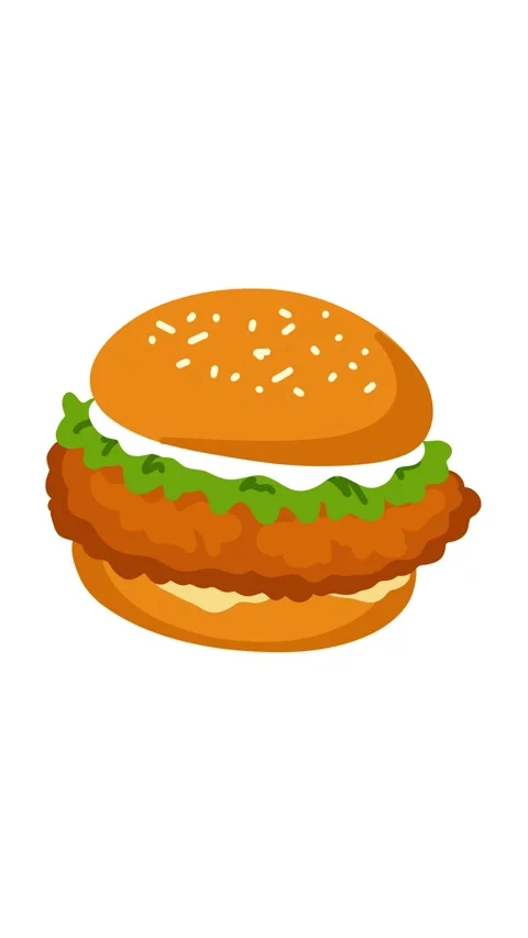 Animation crispy chicken burger moving 動画素材 336893116