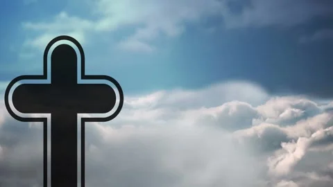 Animation of cross over clouds and blue sky 库存影片 327450099