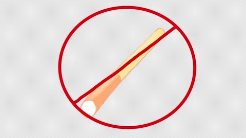 Animation of a crossed out rotating cigarette on a blue screen. Stock Footage 259526561