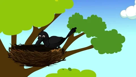 Animation of a crow is doing something in a nest. Stock Footage 303633919