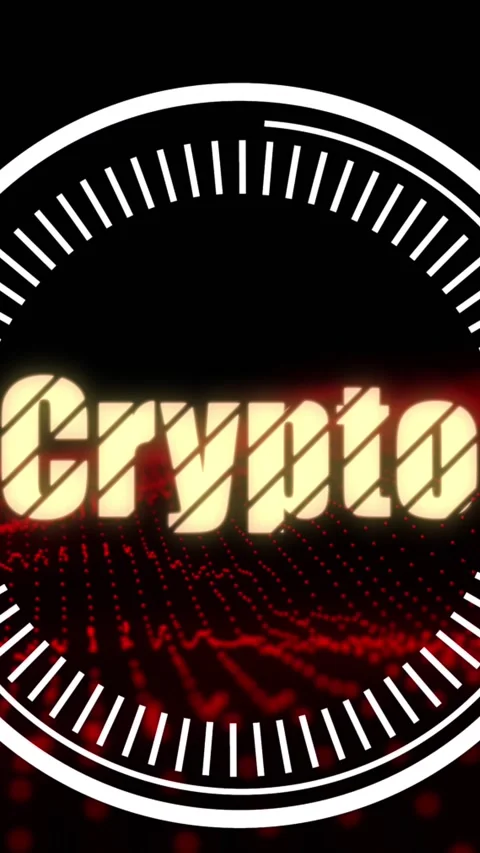 Animation of crypto in circle over red glitter on black background Stock Footage 342677310