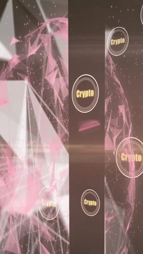 Animation of crypto in circles over shapes on black background Stock Footage 324024034