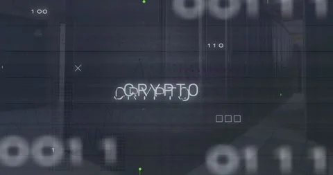 Animation of crypto text and binary codes with circuit board pattern over data Stock Footage 328240372