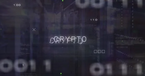 Animation of crypto text and binary codes with circuit board pattern over data Stock Footage 329226078