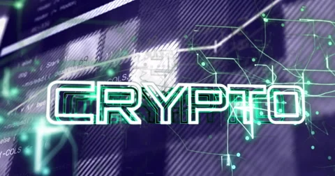 Animation of crypto text and digital data processing over computer servers Stock Footage 308903258
