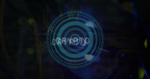 Animation of crypto text, scope and data processing over computer motherboard Stock Footage 329511146