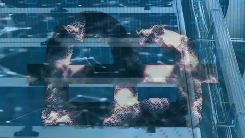Animation of cryptocurrency, binary coding and data processing over computer Stock Footage 313459166