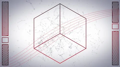 Animation of cube and parallel over network of connections moving on white Stock Footage 201434678