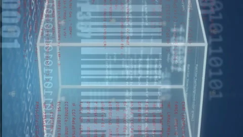 Animation of cube bar code and data processing over binary coding Video stock 312673323