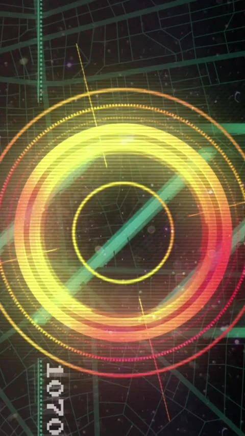 Animation of cube in circles, lines, arrows with changing numbers over Stock Footage 344284315