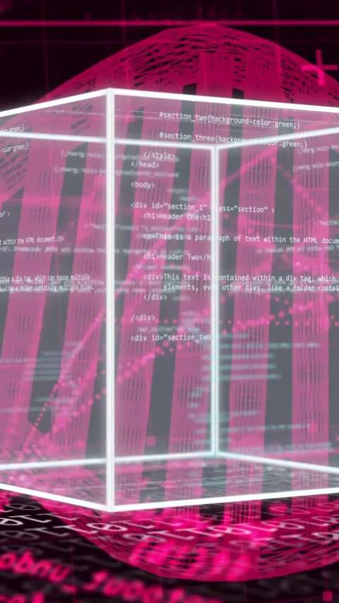Animation of cube, digital data processing over dna stand Stock Footage 342915883