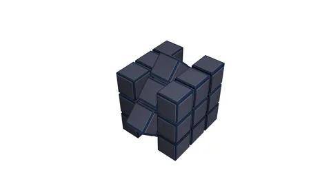 Animation of the cube. Faceted cube. Cartoon Stock Footage 136023029