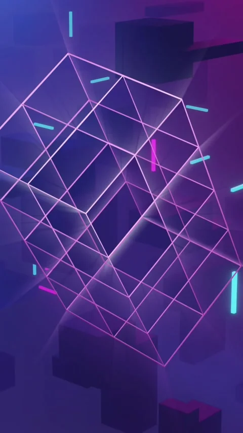 Animation of cubes, light trails and abstract shapes moving on pink background Stock Footage 323897587
