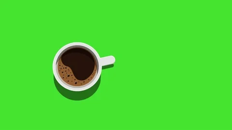 Animation Cup Coffee and Sandwich on Plate, Green Screen Chroma Key Stock Footage 345339761