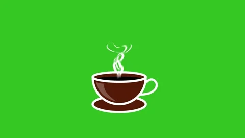 Animation cup of coffee isolated green Video stock 342257938