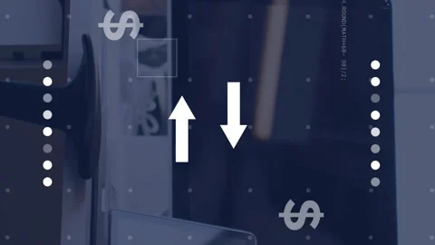 Animation of currency symbols with data processing over desk with computer in 库存影片 312544934