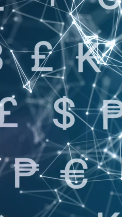 Animation of currency symbols over network of connections on black background Stock Footage 323911085