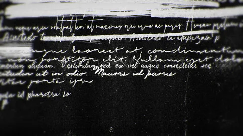 Animation of cursive handwritten text cover up by horizontal brush strokes. 動画素材 143046144