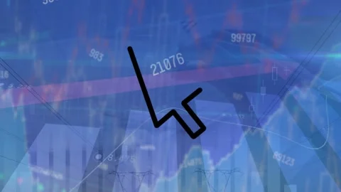 Animation of cursor arrow with statistics and data processing over people typing Stock Footage 328709382