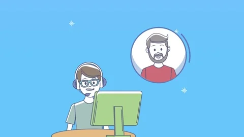 Animation of customer service representative providing remote technical sup.. Stock-Footage 338423406