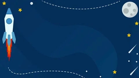 Animation of cute blue color space background. Cartoon child theme moon Stock Footage 313484246