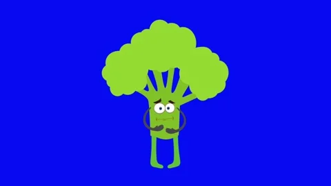 Animation cute broccoli on blue screen. Stock Footage 280098603