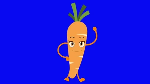 Animation cute carrot on blue screen. Stock Footage 280098604
