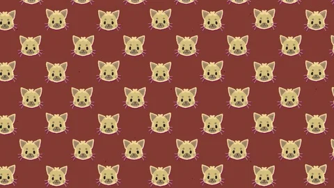 Animation of a cute cat's face (repeated pattern), floating towards the Stock Footage 116623573