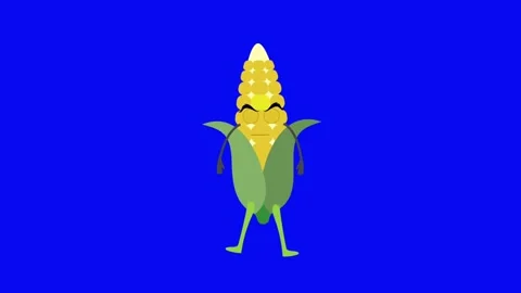 Animation cute corn on blue screen. Stock Footage 280098614