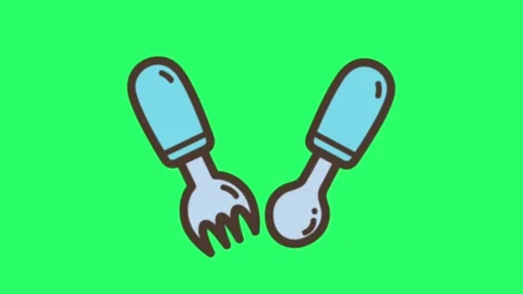 Animation cute cutlery on green screen. Stock Footage 274572937