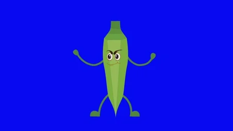 Animation cute eggplant on blue screen. Stock Footage 280098618