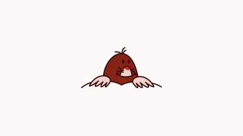 Animation of cute Mole character, who looks out of the hole, blink and smile Stock Footage 259299548