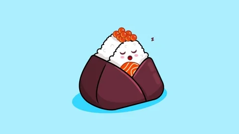 Animation of Cute Onigiri Sleeping Well Vídeos de archivo 344686291