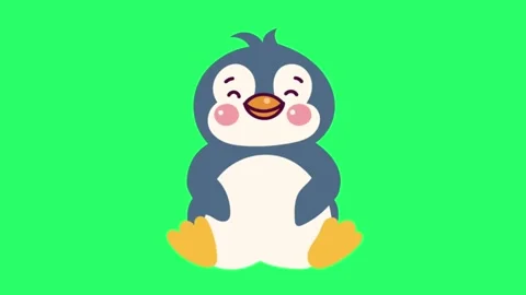 Animation cute penguin activity on green screen. Stock Footage 250918089