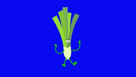 Animation cute spring onion on blue screen. Stock Footage 280098607