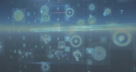 Animation of cyber attack warning over scopes scanning and data processing Stock Footage 329122782
