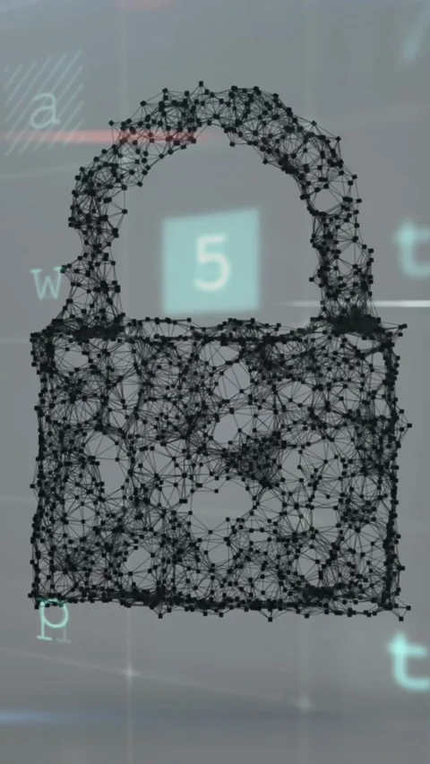 Animation of cyber attack warning over cyber cloud and online security padlock Stock Footage 343828741