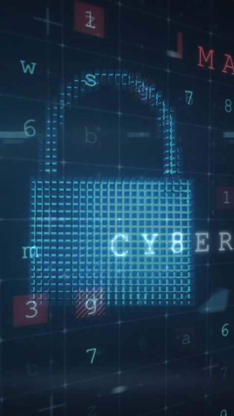 Animation of cyber attack warning over online security padlock Stock Footage 343867766
