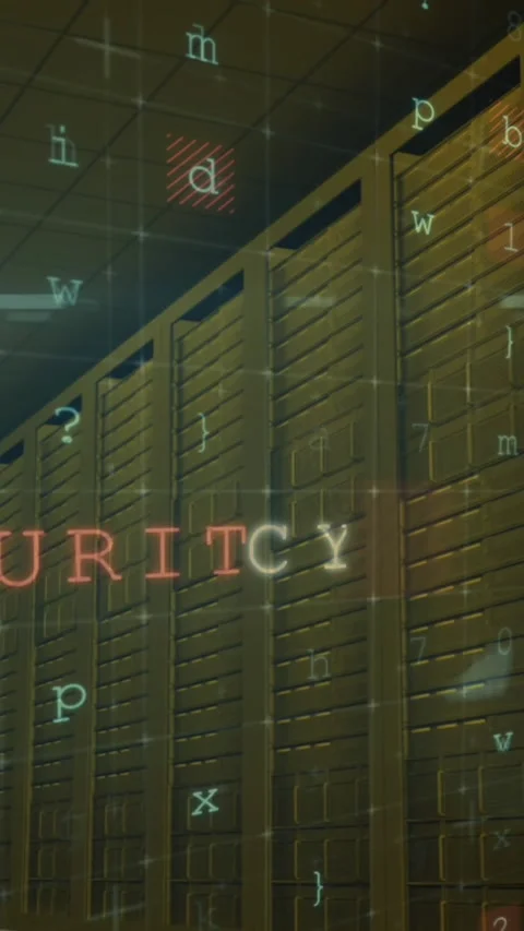 Animation of cyber attack warning over server room Stock Footage 344766034