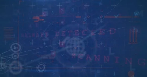 Animation of cyber attack warning text, connections and data processing Stock Footage 328354340