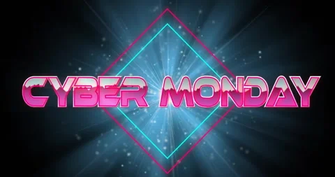 Animation of cyber monday text over neon pattern background Stock Footage 310820422