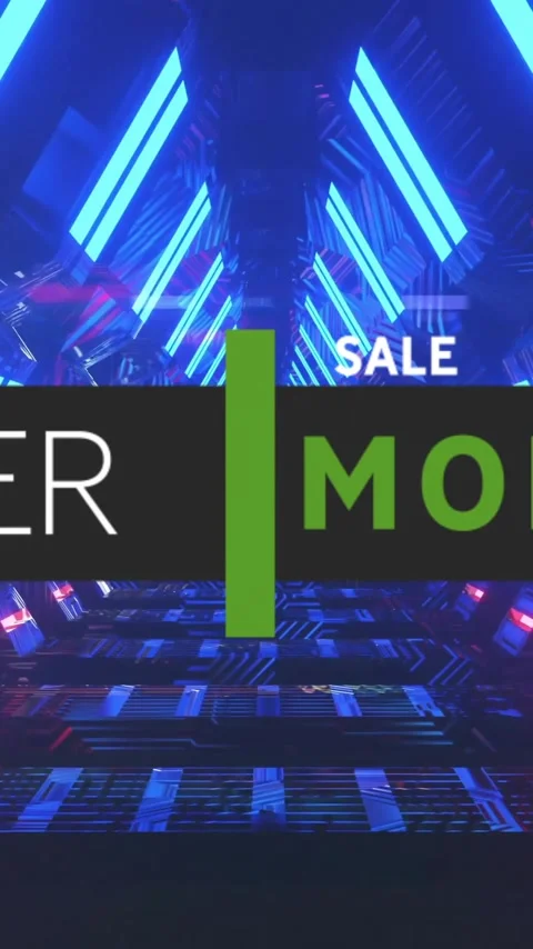 Animation of cyber monday text over neon pattern background Stock Footage 341659753